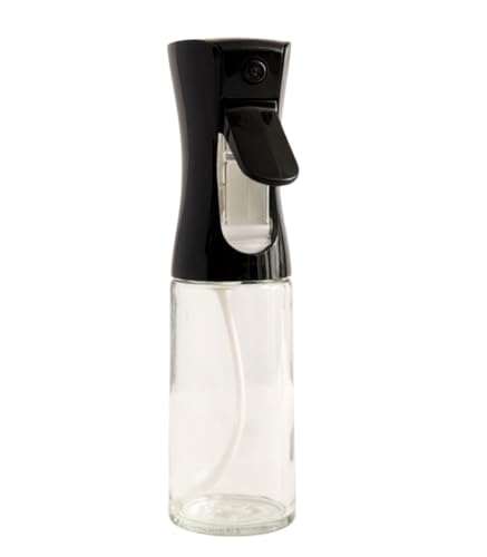 Ekilikua Home Aceitero Tipo Spray para Cocina | Botella de Vidrio Transparente con Pulverizador | 200 ml, | Botella con Spray para Aceites de cocina (Negro)