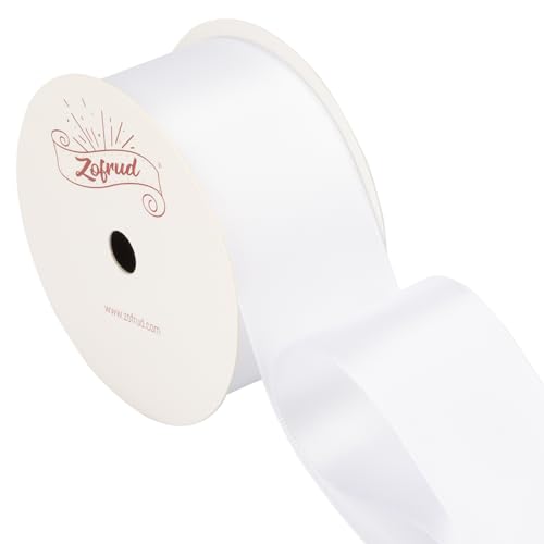 Zofrud White Satin Ribbon 38mm x 9 Meters - Ideal for Crafts Gift Wrapping, Flower Bouquet, and Weddings, 38mm x 9M - Image 4