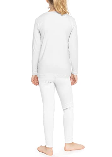 Image of STRETCH IS COMFORT Girls 2 Piece Hoodie Short Sleeve Long Sleeve Crew Neck Top and Leggings Set Kids Thermals Underwear Set