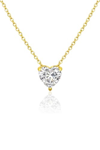 Lunarié Heart Pendant Necklace for Women – 18K Gold Plated Stainless Steel with Cubic Zirconia, Dainty Everyday Necklace, Hypoallergenic, Gift Box Included