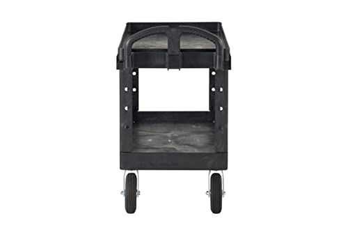 Rubbermaid Commercial Products BRUTE Heavy Duty 2-Shelf Utility/Service Cart, Medium, Lipped Shelves, Ergonomic Handle, Pneumatic Casters, 500 lb Capacity, Black, for Warehouse/Garage/Cleaning/Office by Rubbermaid Commercial Products - Image 8