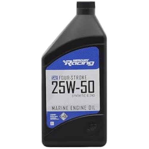Mercury Racing 25W-50 4-Stroke Synthetic Blend High Performance Marine Engine Oil, 1 Quart 8M0078013