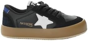 Tonny Black Çocuk Unisex Siyah Beyaz Termo Taban Yıldız Detaylı Bağcıklı ve Cırtlı Spor Ayakkabı, 26, TBKMN320, Siyah Beyaz, Unisex Çocuk - Görsel 1