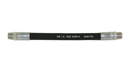 1960-0375-12 5000 PSI High Pressure Hydraulic Hose, 3/8 by 12-Inch Length with 3/8-Inch NPT Males on Both Ends, Black