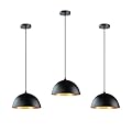 Takor 3 Pack Metal Pendant Light Fixtures, Rustic Ceiling Lights, Industrial Adjustable Hanging Lamp with E26 Base, Farmhouse Pendant Lighting for Kitchen Island, Living Room, Black(Bulb Not Included)