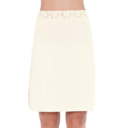 Image of Half Slips for Under Dress Women Underskirt Dress Extender Lace Trim Knee Length