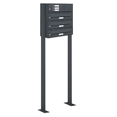 AL Briefkastensysteme 3er Standbriefkasten in Anthrazitgrau RAL 7016 mit...