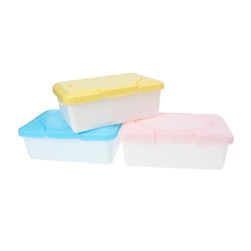 BESPORTBLE 3pcs Portable Wet Tissue Organizer with Lid Refillable Wipes Storage Box for Wipes Cosmetics and Items Lightweight and Compact Design for and Use Color