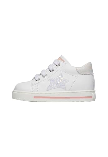 Falcotto Zapatillas Deportivas de Piel con Estrella, Blanco Rosa 26