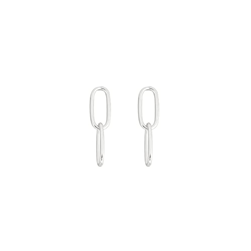 Savlano 925 Sterling Silver Paperclip Link Chain Stud Earrings-18K Gold Plated Dangle Drop Earrings for Women Made in Italy Comes with Gift Box2