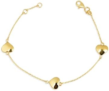 Claddagh Gold 14K Yellow Gold Heart Love Charm Bracelet 7"