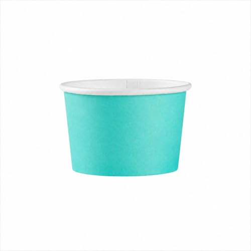 Image of Restaurantware Coppetta 4 Ounce Dessert Cups, 200 Disposable Ice Cream Cups - Lids Sold Separately, Heavy-Duty, Turquoise Paper Frozen Yogurt Bowls, For Hot And Cold Foods