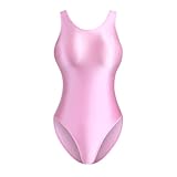 [MJINM] レディース超光沢フルバック競泳水着レオタード 伸縮性 極薄素材 激密着目立つレースクイーン キャンペーンガール パーティー 大胆コスプレ/超誘惑セクシー/ハローウィン (キャンデイピンク,L)