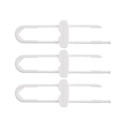 Dreambaby Sliding Cabinet Locks - Child Proof Cabinet Latches - For Kitchen, Bathroom Storage Doors Handles & Knobs - Suitable for Round & D-Shaped Handles - 3 Pack - White - Model L183