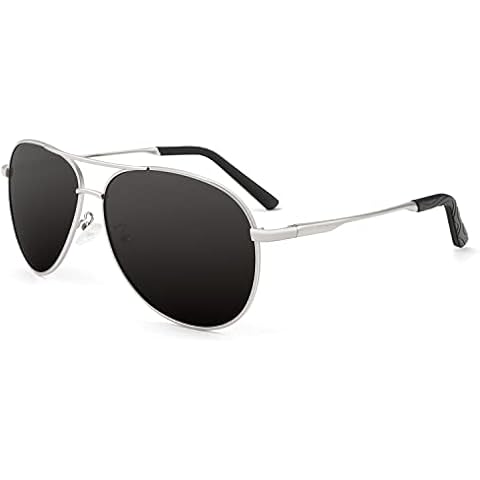 Pilot Sunglasses for Men Women, Premium Mens Sunglasses Polarised Black Sun Glasses UV Protection with Metal Frame Spring Hinge Ultra-Light for Driving Fishing Cycling Cover