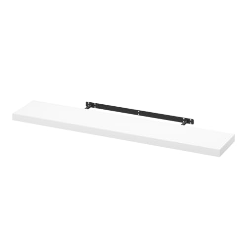 Image of WOLTU Floating Shelf, 120cm White Wall Shelf for Bedroom, Office