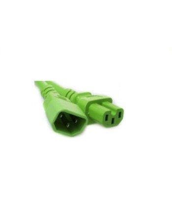SuperEcable - C14 to C15 AC Power Cord Extension 14 AWG – Green – 3 Ft