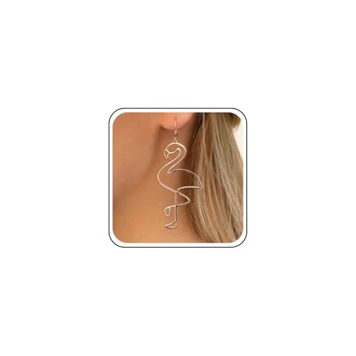 Allereya Flamingo-Ohrringe, Vogelrahmen, Tropfen-Ohrringe, Gold, Hohl, Vogel-Schmuck für Frauen und Mädchen Allereya Flamingo-Ohrringe, Vogelrahmen, Tropfen-Ohrringe, Gold, Hohl, Vogel-Schmuck für Frauen und Mädchen