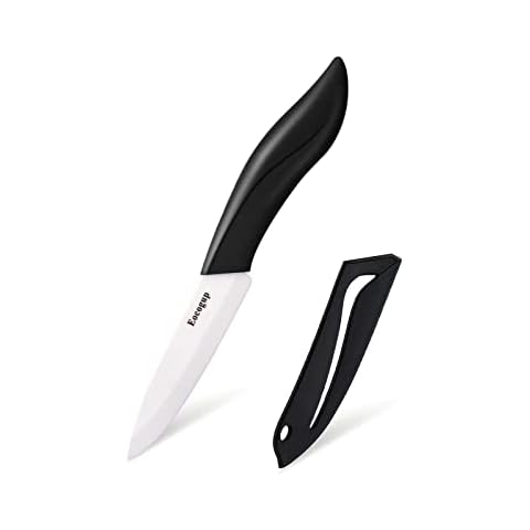 Eocogup Paring Knife, Large Handle and Super Sharp Ceramic Knife Blade of 4 Inch,Rust Proof Stain Resistant,ABS Handle(Black). Cover