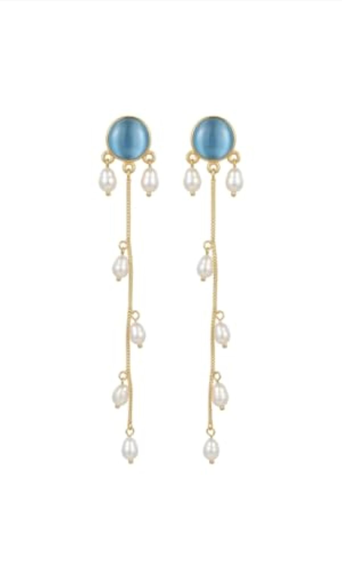 Long Pearl Drop Jhumka Earrings for Women, Gold Plated