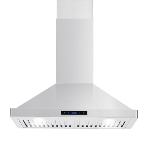 30 Inch Kitchen Hood - 400CFM, Ductless/Ducted Convertible, Stainless Steel, LED Light, 3 Speed Exhaust Fan