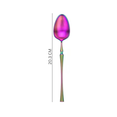 Image of Dinner Spoon Set | Premium Food Grade Tablespoons | Easy to Clean Mirror Finish | Stainless Steel Scoop | Teaspoon for Espresso, Cappuccino, Dessert & Ice Cream (12 Pcs Big Spoon, Rainbow)