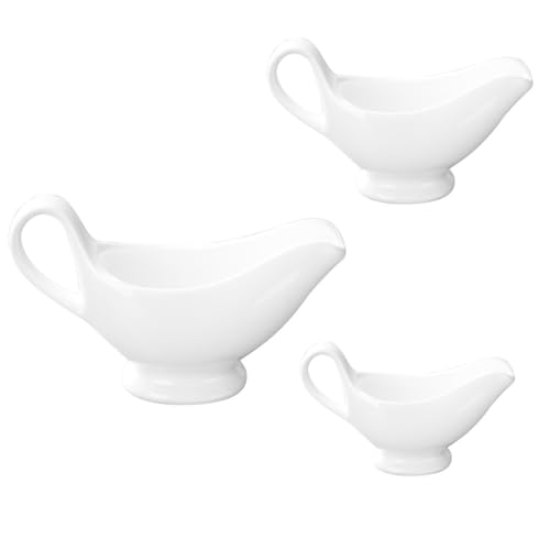 Unomor 3pcs Steak Sauce Bucket Sauce Jug Mini Coffee Syrup Juice Bucket Dishes Sauce Dipping Bowl Espresso Pitcher Gravy Sauce Boat Coffee Creamer Pitcher Seasoning Bowls White Ceramics