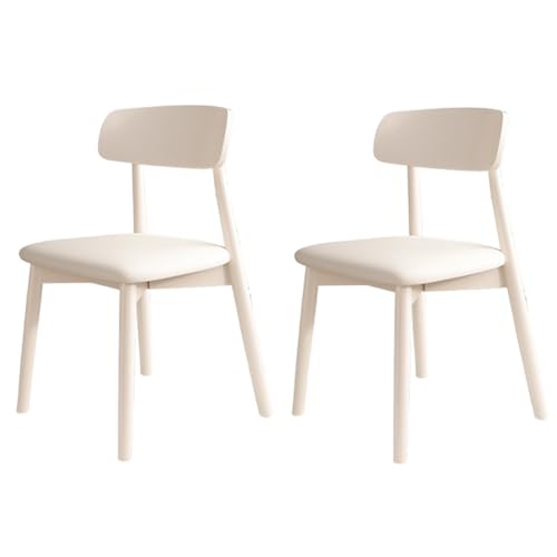 XL Superb Juego de 4 Sillas de Comedor de Madera Maciza, Silla de Comedor Simple Y VersáTil, Se Puede Utilizar En El Comedor, Sala de Estar,Silla de Comedor Acolchada White+White Frame 2PSC