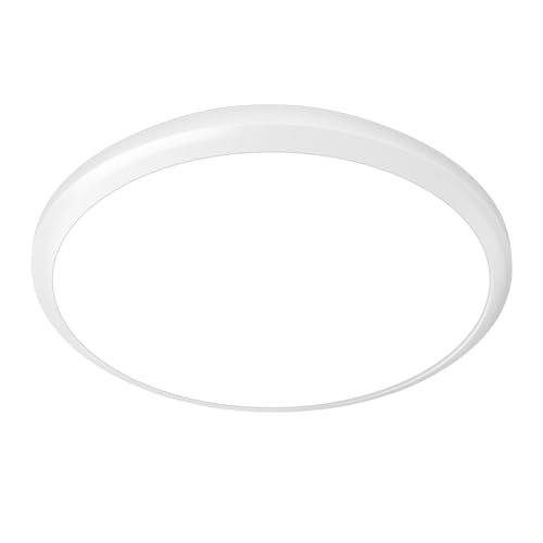 Tealight 12 Inch Round LED Ceiling Light, 6500K Cool White Super Bright Ceiling Light Fixture, IP54 Waterproof Ceiling Lamp for Porch, Hallway, Bathroom, Living Room, Laundry, Bedroom, Outdoor/Indoor
