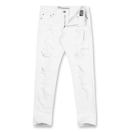 Men's Skinny Fit Ripped Jeans (Ice Blue), 32W x 34L