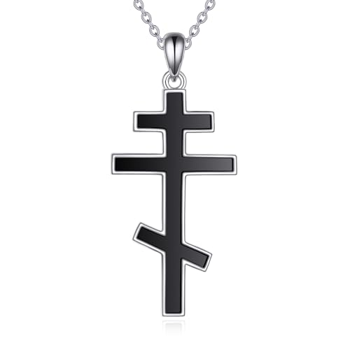 Orthodox Cross Necklace Sterling Silver Eastern Orthodox Cross Pendant Necklace Orthodox Religious Jewelry for Women Men Gifts