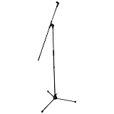 Pyle Foldable Tripod Microphone Stand - Universal Mic Mount and Height Adjustable from 37.5'' to 65.0'' Inch High w/ Extending Telescoping Boom Arm Up to 28.0'' - Knob Tension Lock Mechanism PMKS3