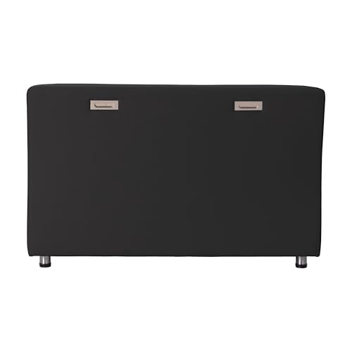 Image of FDP Pro Series Upholstered Armless Mobile Sofa with Locking Casters for Portability Commercial Seating for Hotel Lobby, Office, Restaurant, Waiting Room, Home - Black