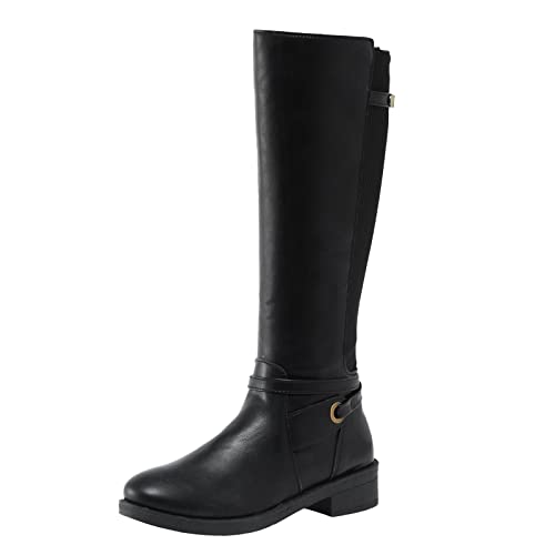 Générique Bottes Femme Hautes Genoux plates Cuir Verni Femme Boots Elégantes Vintage classiques cuir véritable Bottines pour femmes Confortable Souple Imperméables...