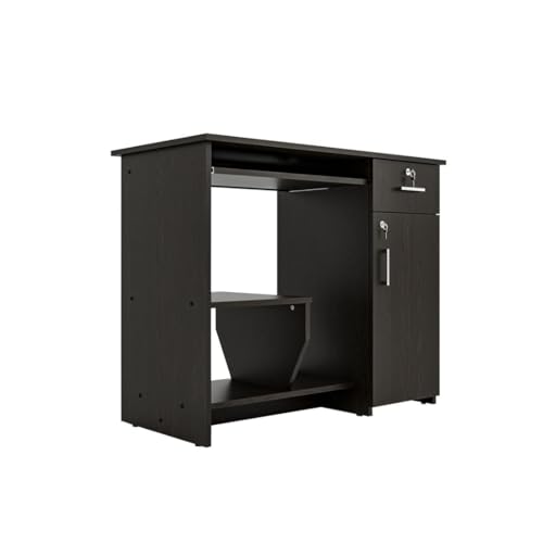 Image of Amazon Brand - Solimo Buker Engineered Wood Computer Desk with Storage Cabinet and Drawer | Multi-Purpose Study Table | Office Table | 1 Year Warranty - Wenge