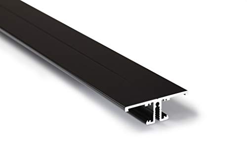 Perfil de aluminio anodizado en negro para tiras de LED, 1 m, incluye cubierta transparente resistente a los rayos UV, para tiras LED de hasta máx. 10 mm.