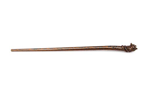 Fine Handcrafted Solid Wood Magic Wand for Witches and Wizards (The Dark Wolf) Brown