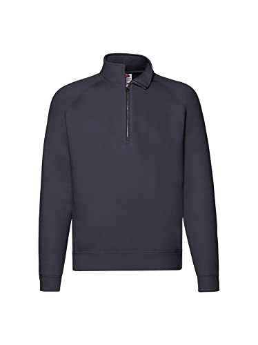 Fruit of the Loom Men's Premium Zip Neck Sweat Sweater, Deep Navy, L