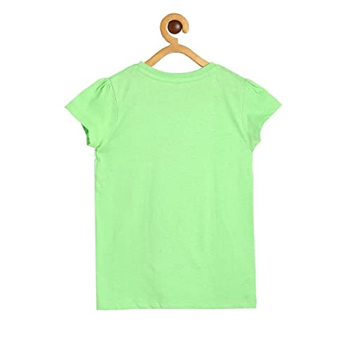 Image of miniklub Girls Round Neck Short Sleeve Knitted Cotton Top (Green Color)