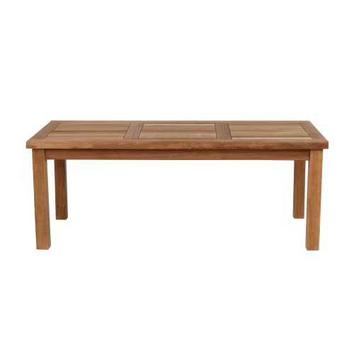 RRI Goods Teak Outdoor Coffee Table, Premium Grade A Teak Wood Patio Furniture, 24\"X 48\" Rectangular Table for Patio, Balcony, Lawn, Deck, Backyard, Terrace