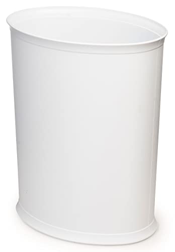 Image of Stephanie Imports Made in USA Set of 2 White Plastic 5-Gallon Waste Basket & Cube Tissue Box Cover