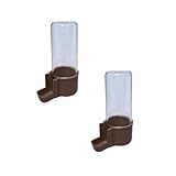 ANIMALPLAST 2 Stück 100 ml Vogelwasserspender, Vogelfutterspender, Vogelkäfig, hängender automatischer Wassersamenspender, geeignet für kleine bis mittelgroße Vögel (Kristall-Braun, breites Netz)
