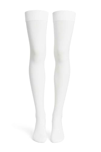 Image of AVIKAR White Thigh-High Stockings for Girls & Women | Soft Stretch Over-the-Knee Stockings | School Uniform Formal Socks | Dance & Ballet Tights | Comfortable Long Knee High Socks pack of 1