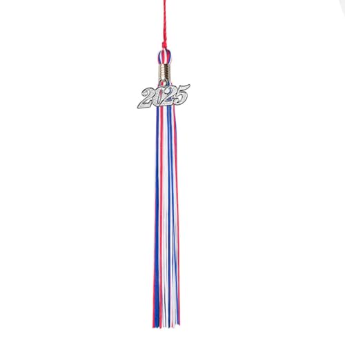 Class Act Graduation Graduation Tassel - Silver Charm - 3 Color, 2025, Blue/Red/White