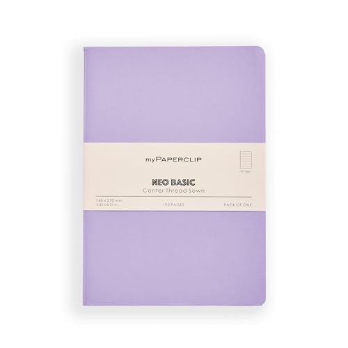 Image of myPAPERCLIP NeoBasic A5 Ruled Notebook | 192 Pages, 80 GSM, 250 GSM Soft Cover, A5 (5.83 x 8.27 in) | Purple