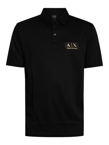 Camiseta polo Armani Exchange para hombre, de algodón jersey con logo en caja, color negro, talla M miniatura 5