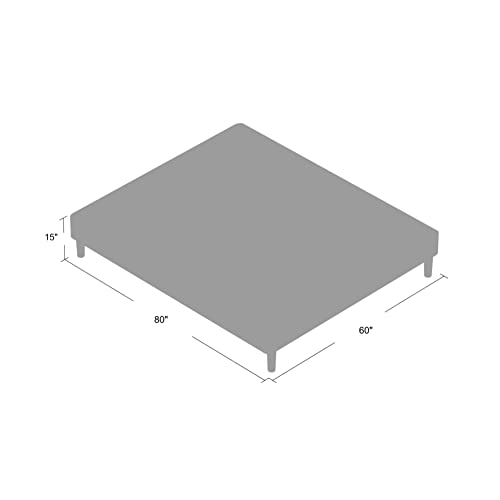 Image of Decoro Claridge Upholstered Mattress Foundation | Platform Bed | Metal Frame with Wood Slat Support | Grey, Queen Size