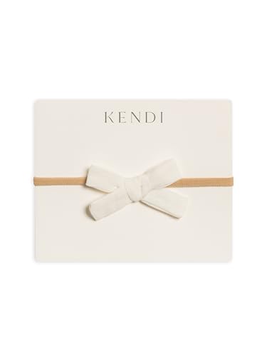 Colored Organics Baby Organic Cotton Schoolgirl Bow Headband - Infant Girls - Ivory Linen