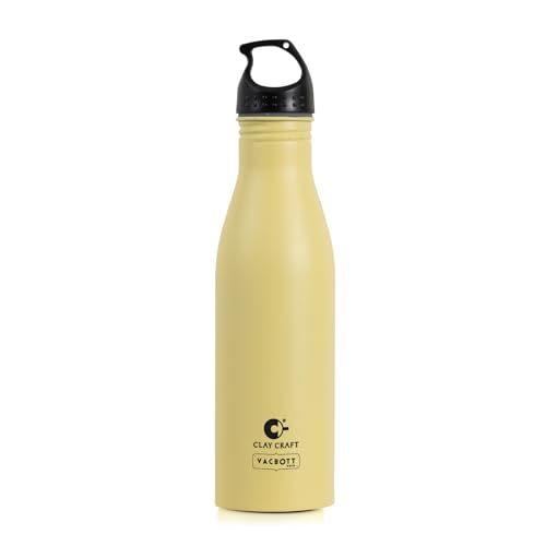 Image of CLAY CRAFT VACBOTT Skipper Single Walled Non Insulated Water Bottle-850ML, 1-Piece(Yellow) Leak Proof | Easy Grip |Easy to Carry| Gym Bottle | Home | Kitchen | Hiking | Treking Bottle | Travel