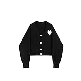 HJUGHPN Cárdigan de punto con estampado para mujer, de manga larga, informal, de gran tamaño, vintage, para otoño e invierno